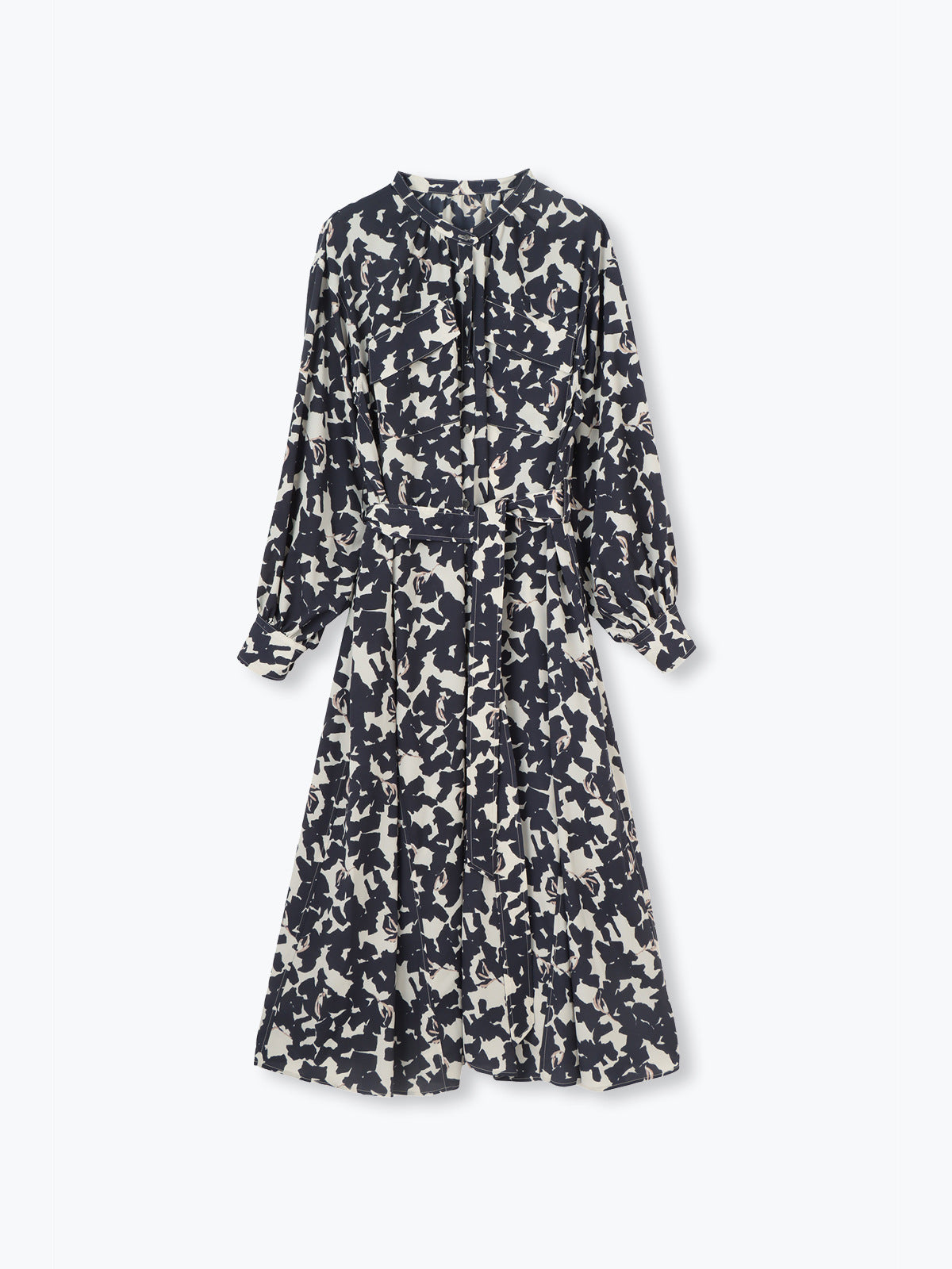 lelill レリル 日本製 ボタニカルデシンシャツワンピース