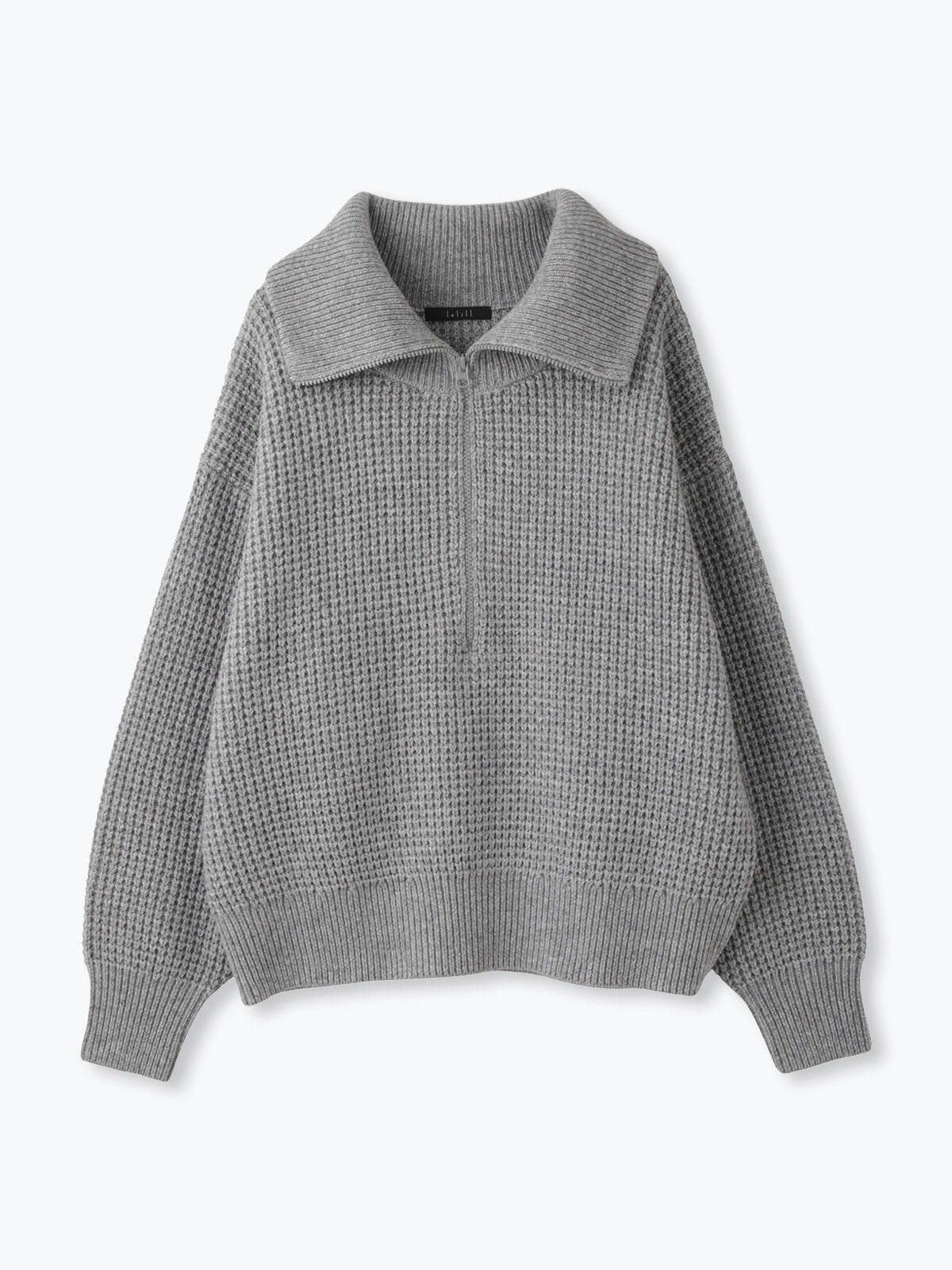 lelill レリル ワッフルハーフZIPニット