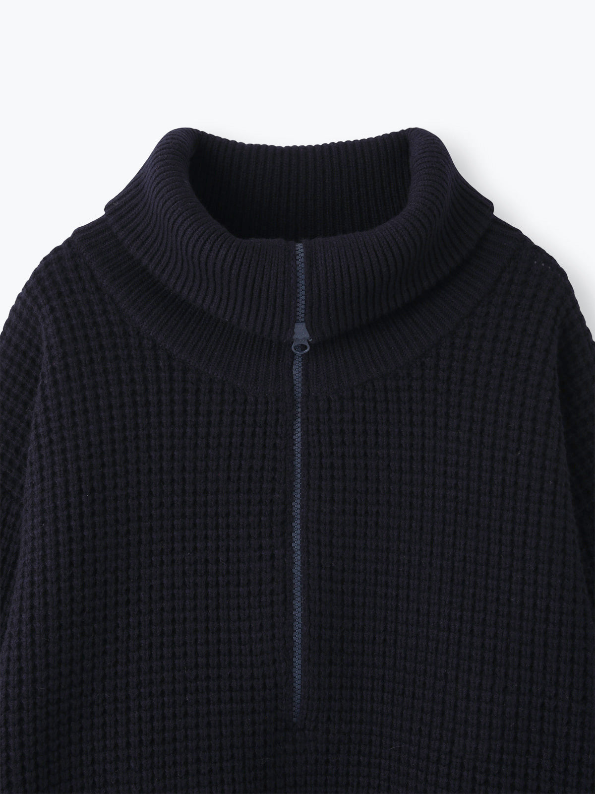 lelill レリル ワッフルハーフZIPニット
