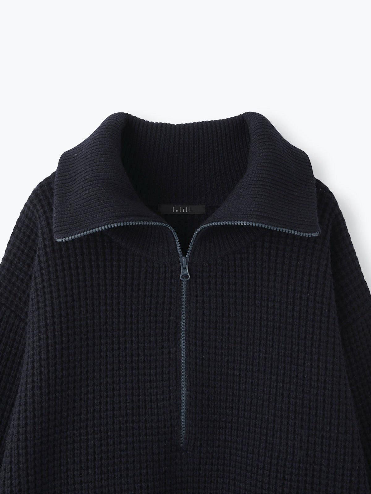 lelill レリル ワッフルハーフZIPニット
