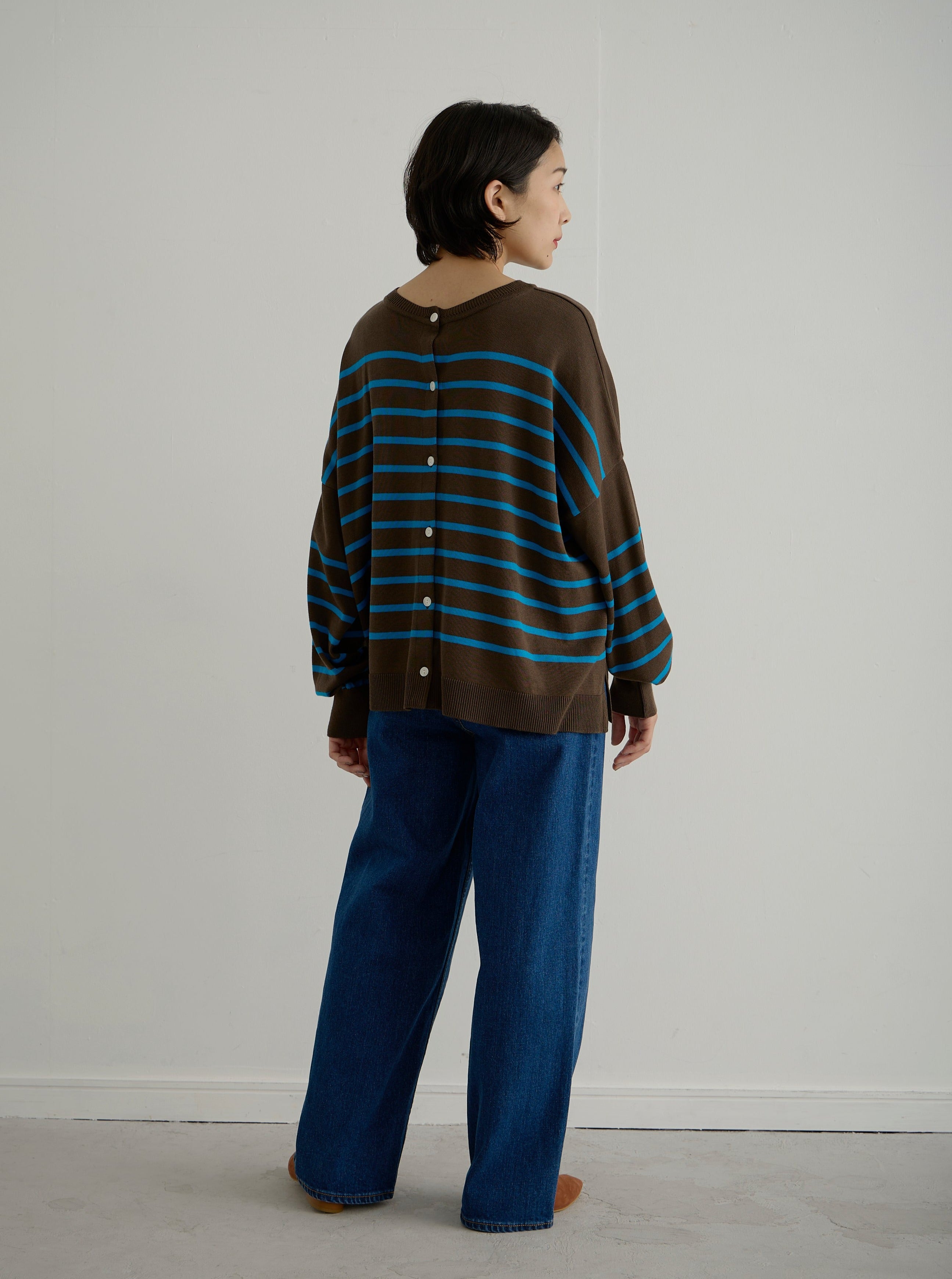 lelill レリル 【日本製】2WAYワイドボーダーカーディガン