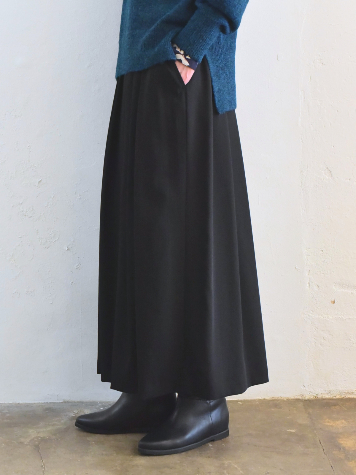 lelill レリル 日本製 サイドベルトタックフレアースカート