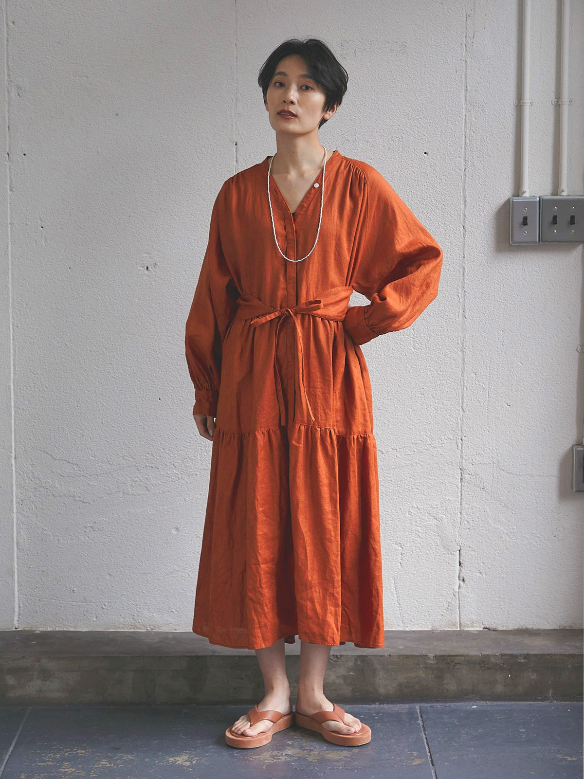 lelill レリル ティアードベルテッドワンピース