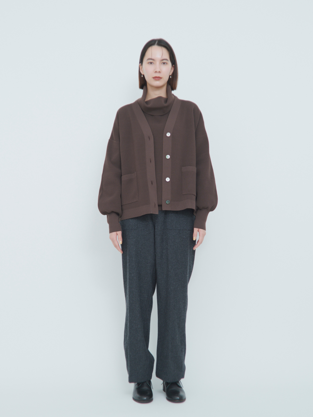 lelill レリル ハイテクワッフルカーデ