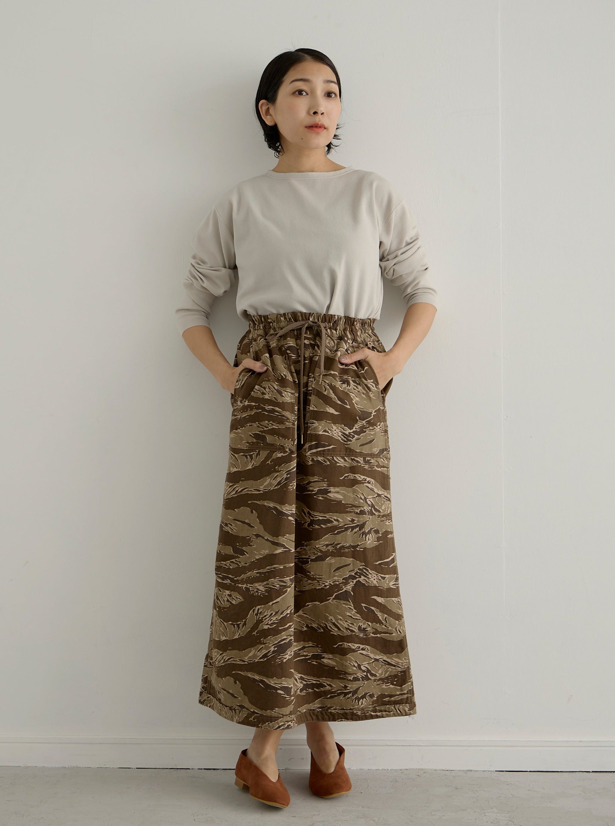 lelill レリル 両面リバーシブル レオパード柄+迷彩 Aラインスカート