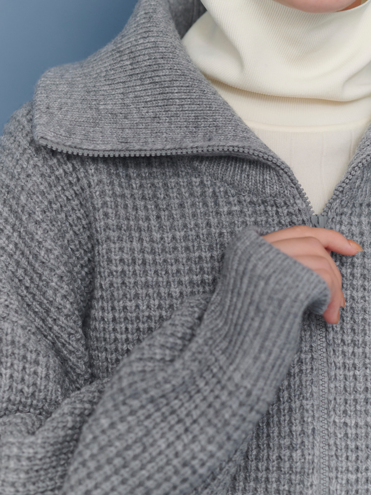 lelill レリル ワッフルハーフZIPニット