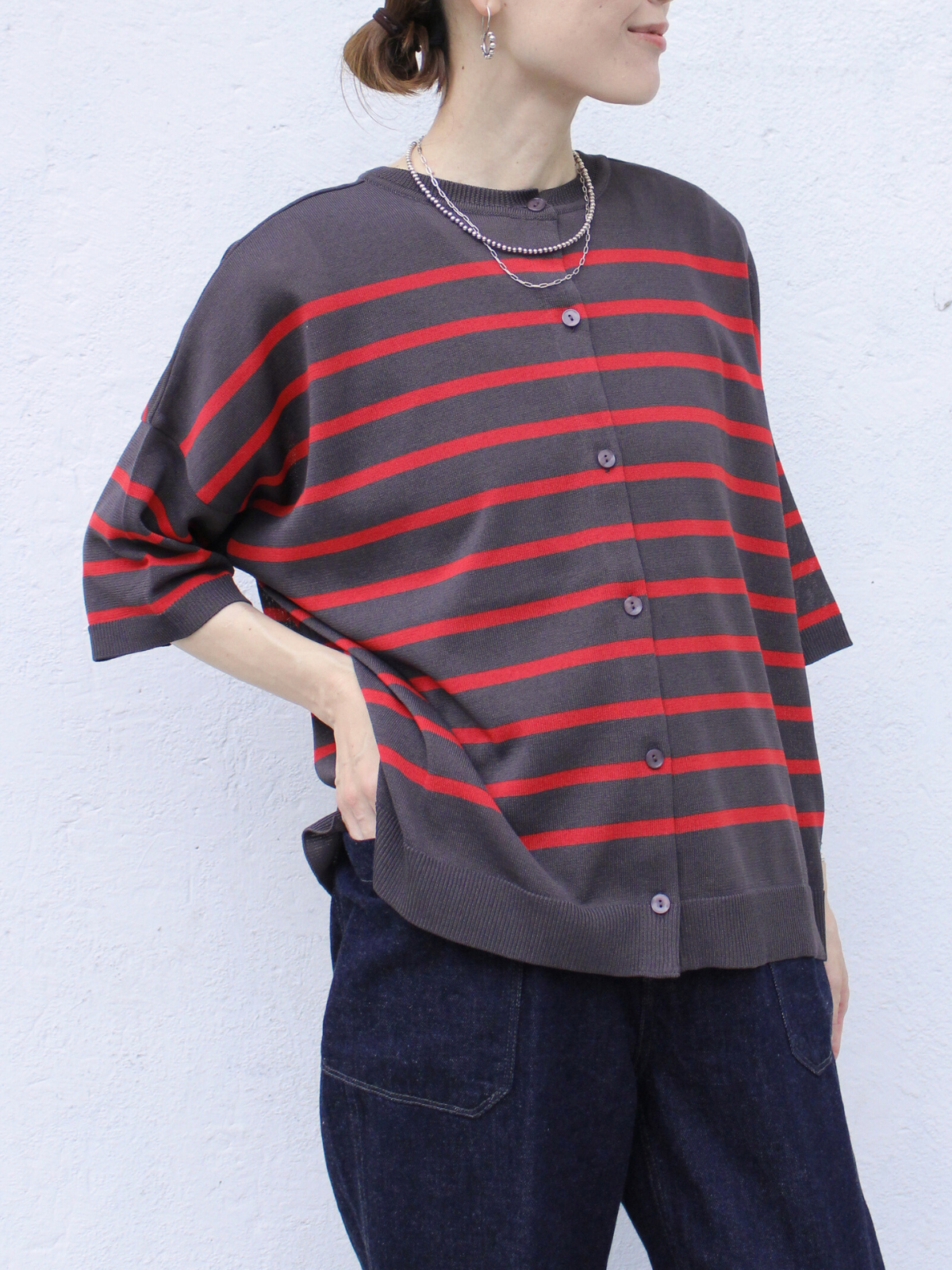 lelill レリル 【日本製】2WAYワイドボーダーニット