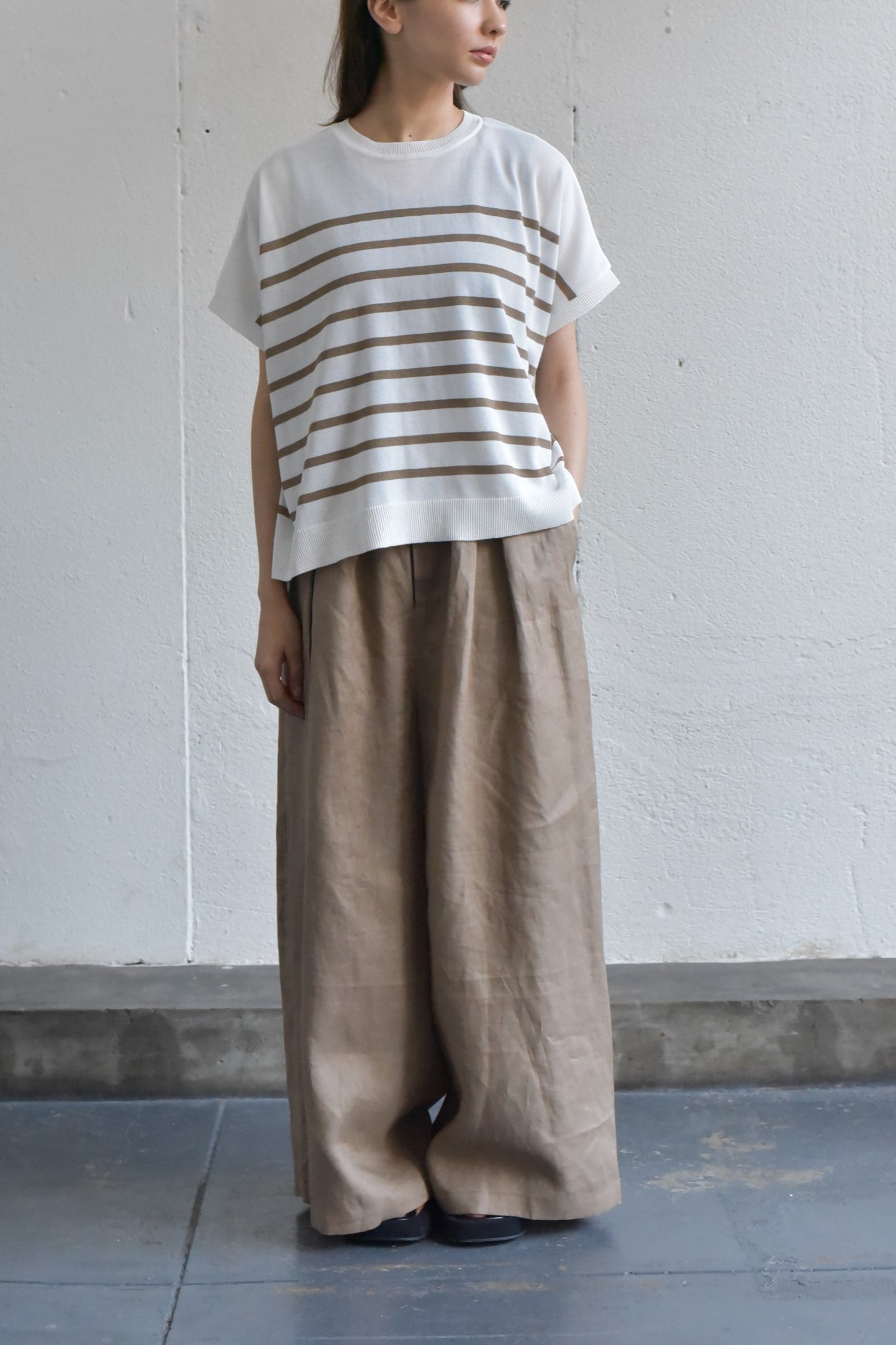 lelill レリル リネンワイドパンツ LINEN WIDE PANTS(BR/BK)