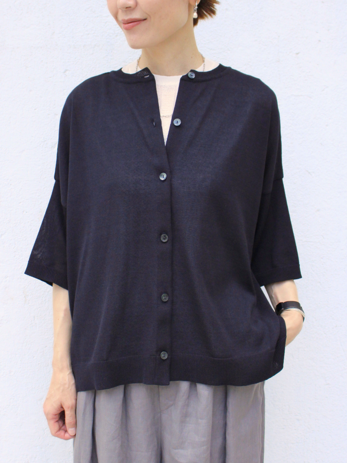lelill レリル 【日本製】2WAYワイドボーダーニット