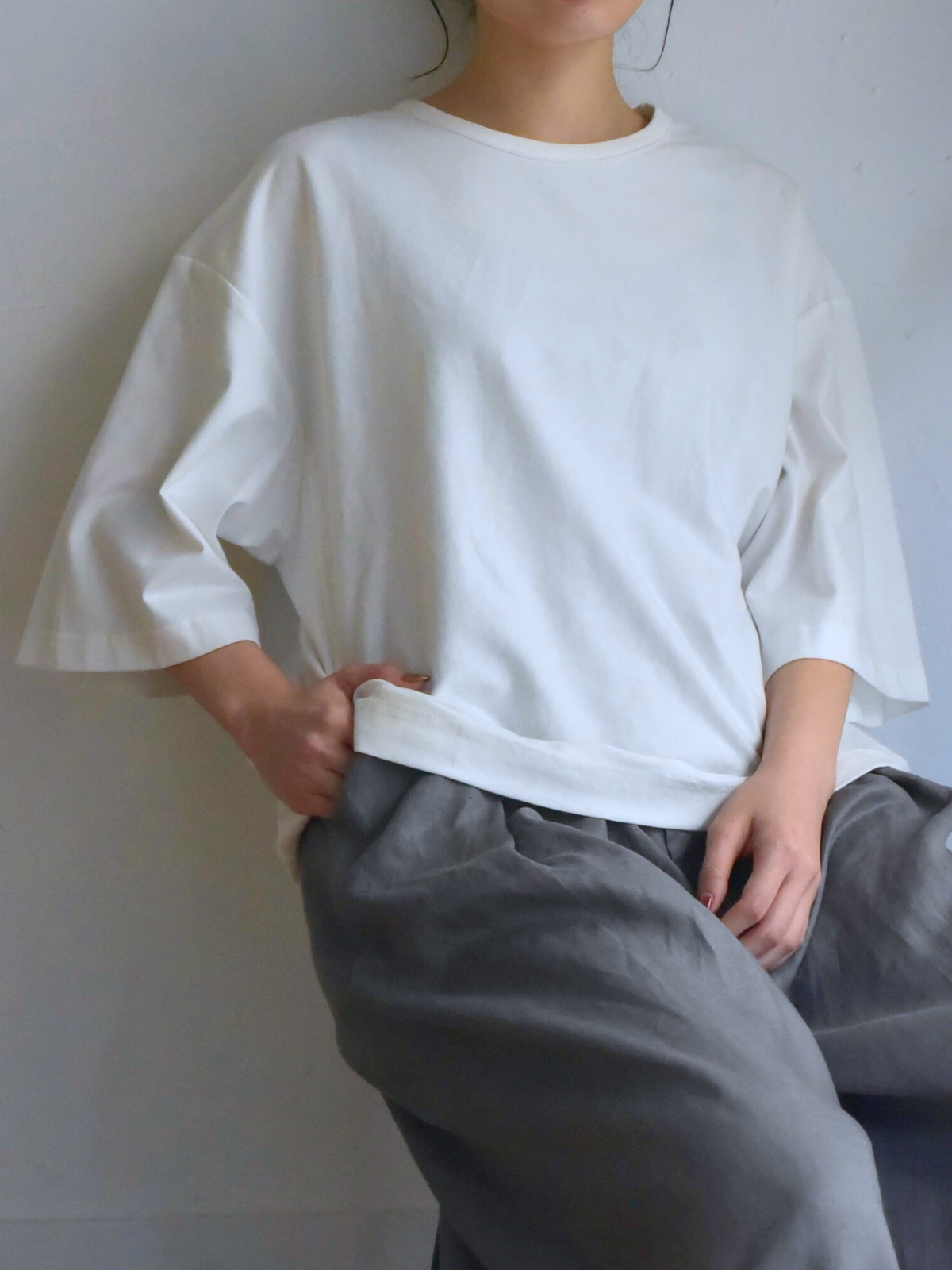 lelill レリル【日本製】THE ハイテク BASICフレンチミドルT lelill レリル【日本製】THE ハイテク BASICフレンチミドルT