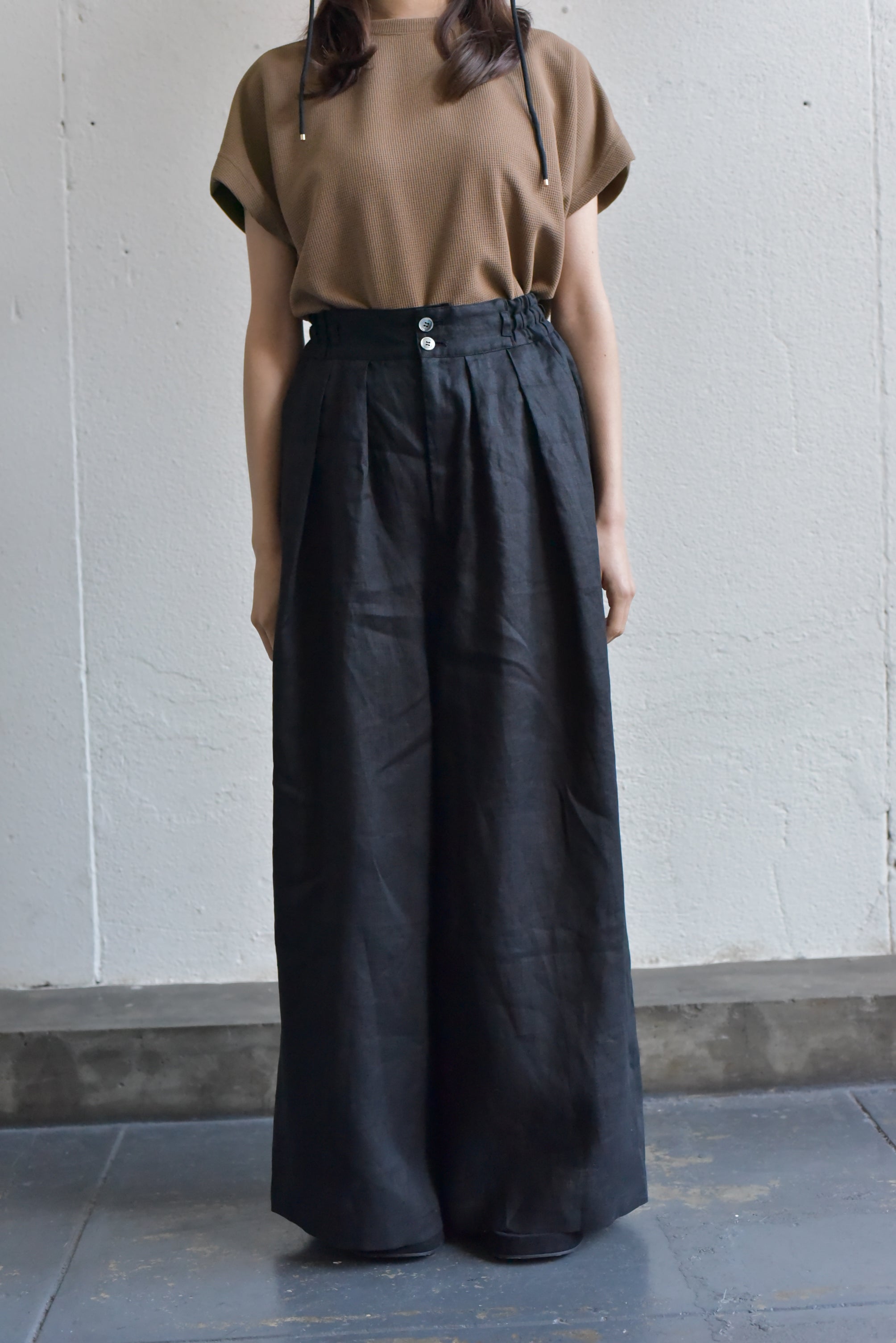 lelill レリル リネンワイドパンツ LINEN WIDE PANTS(BR/BK)