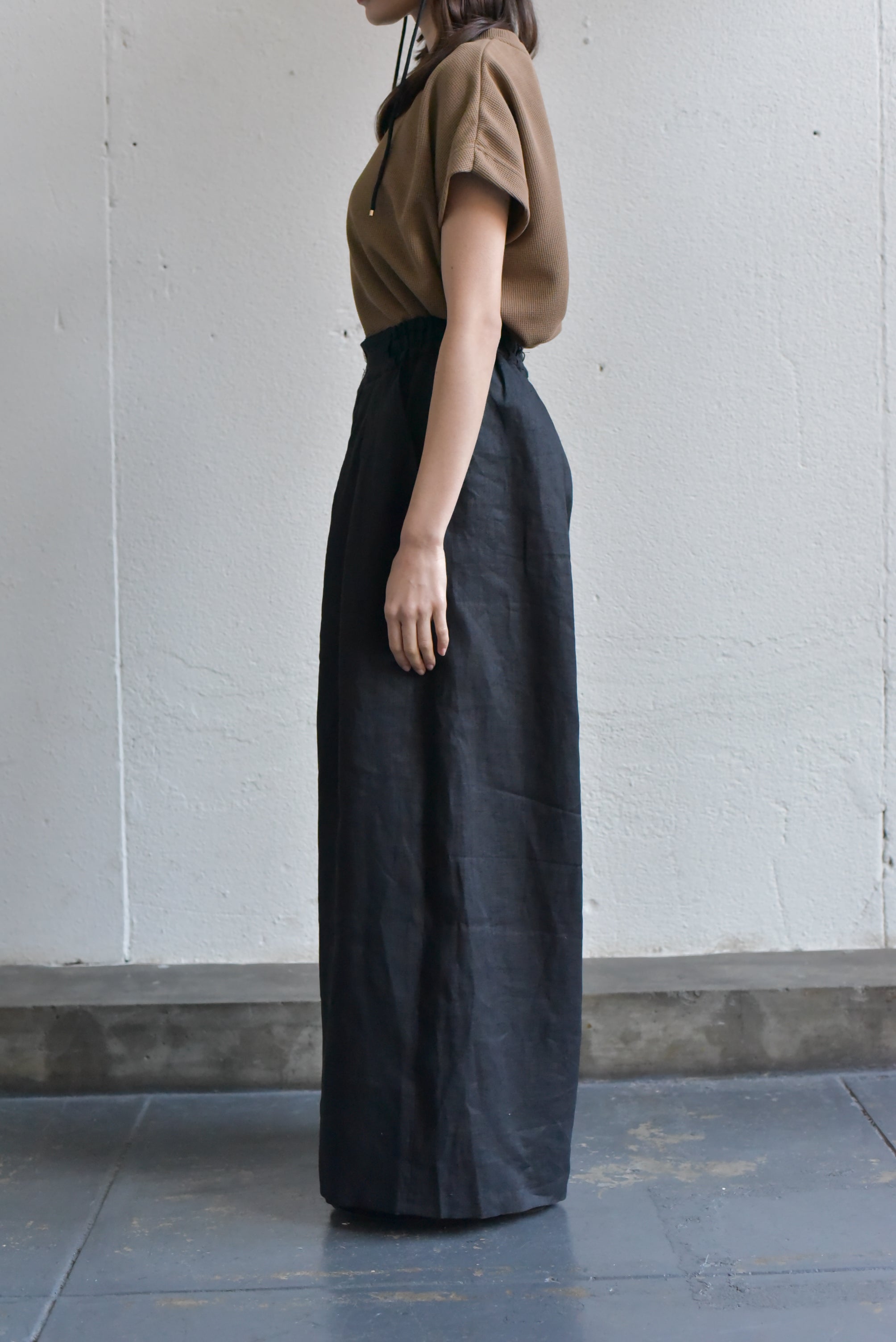 lelill レリル リネンワイドパンツ LINEN WIDE PANTS(BR/BK)