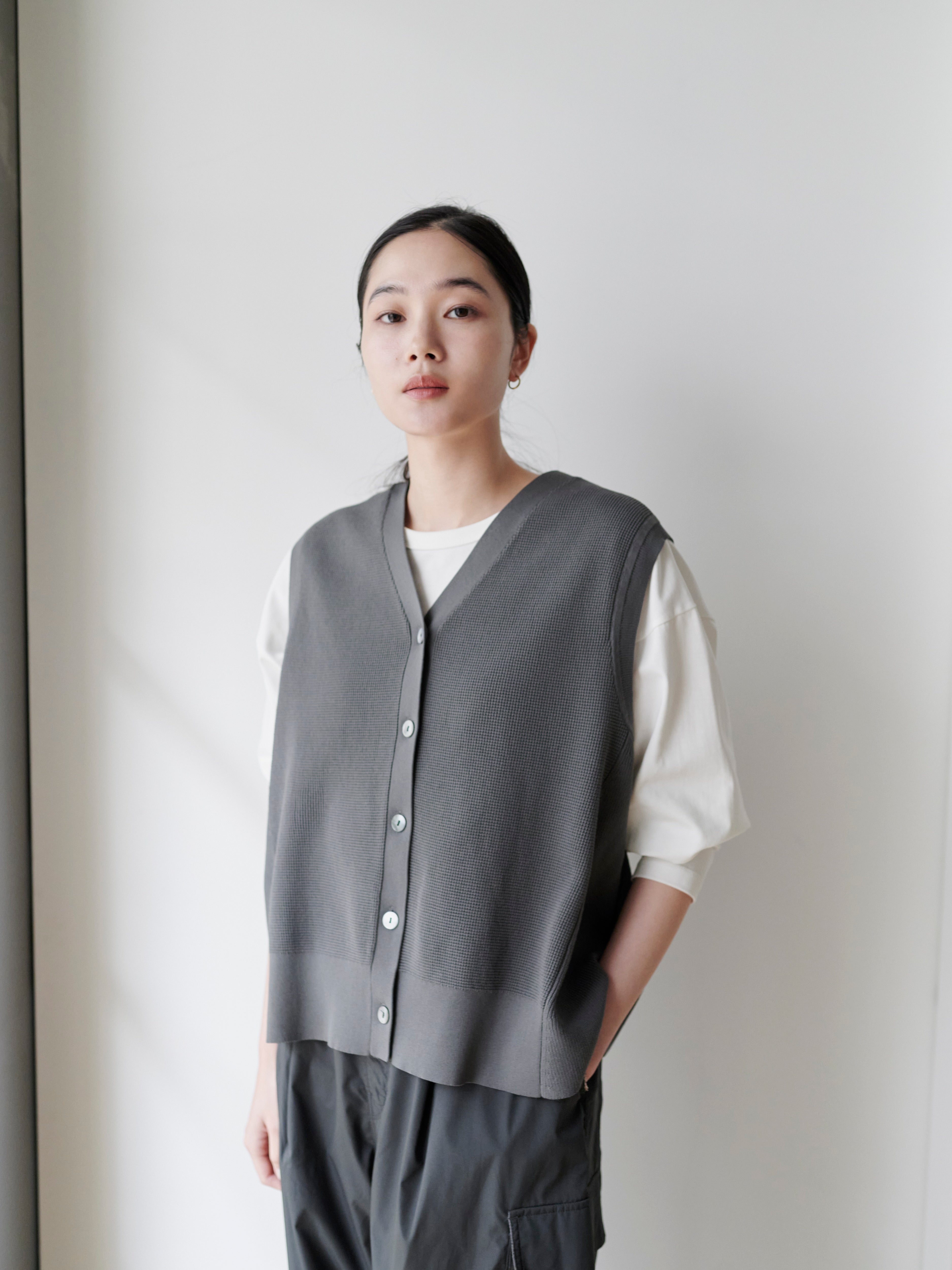 lelill レリル ハイテク2WAYワッフルジレ