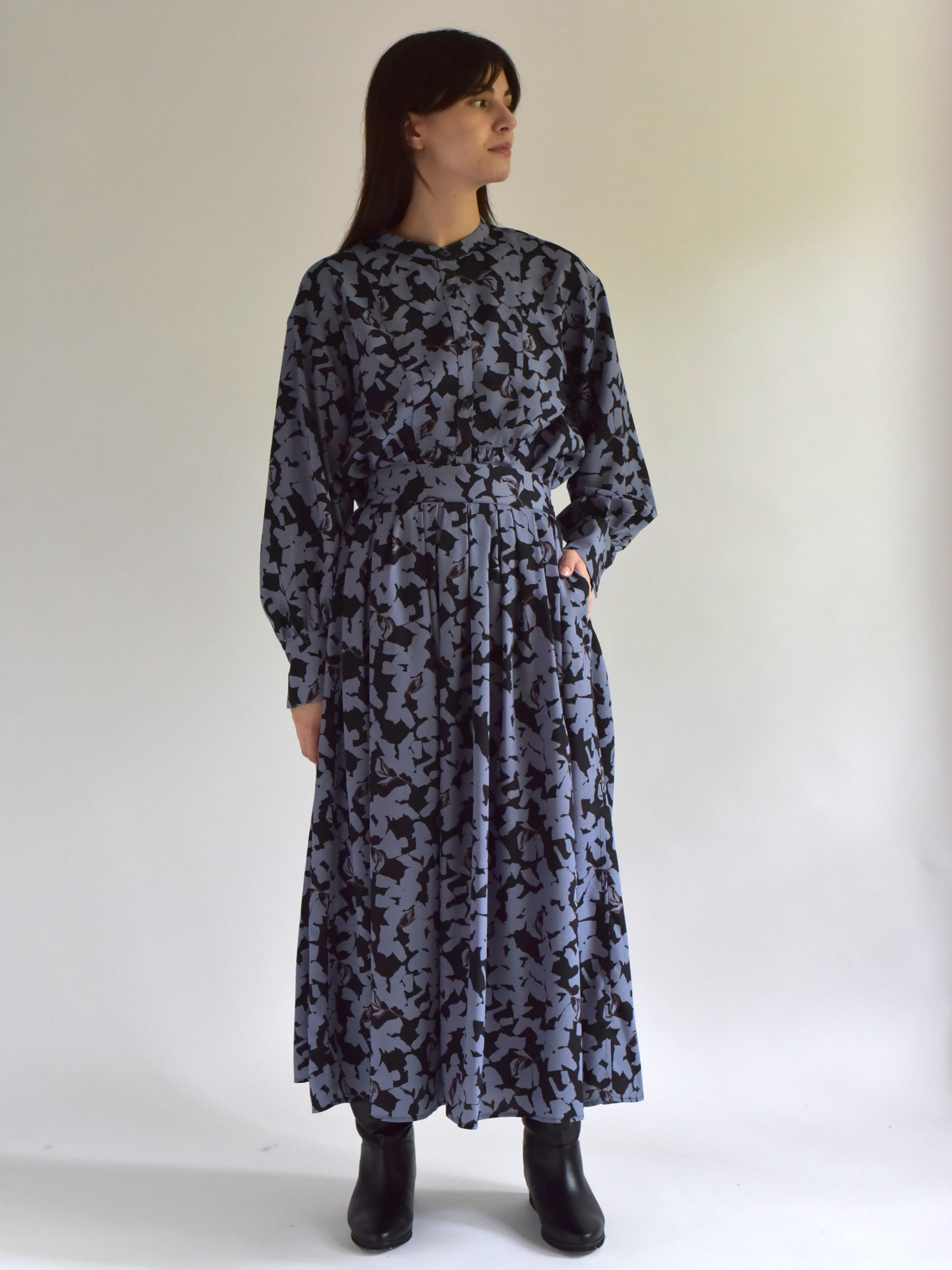 lelill レリル 日本製 ボタニカルデシンフレアースカート