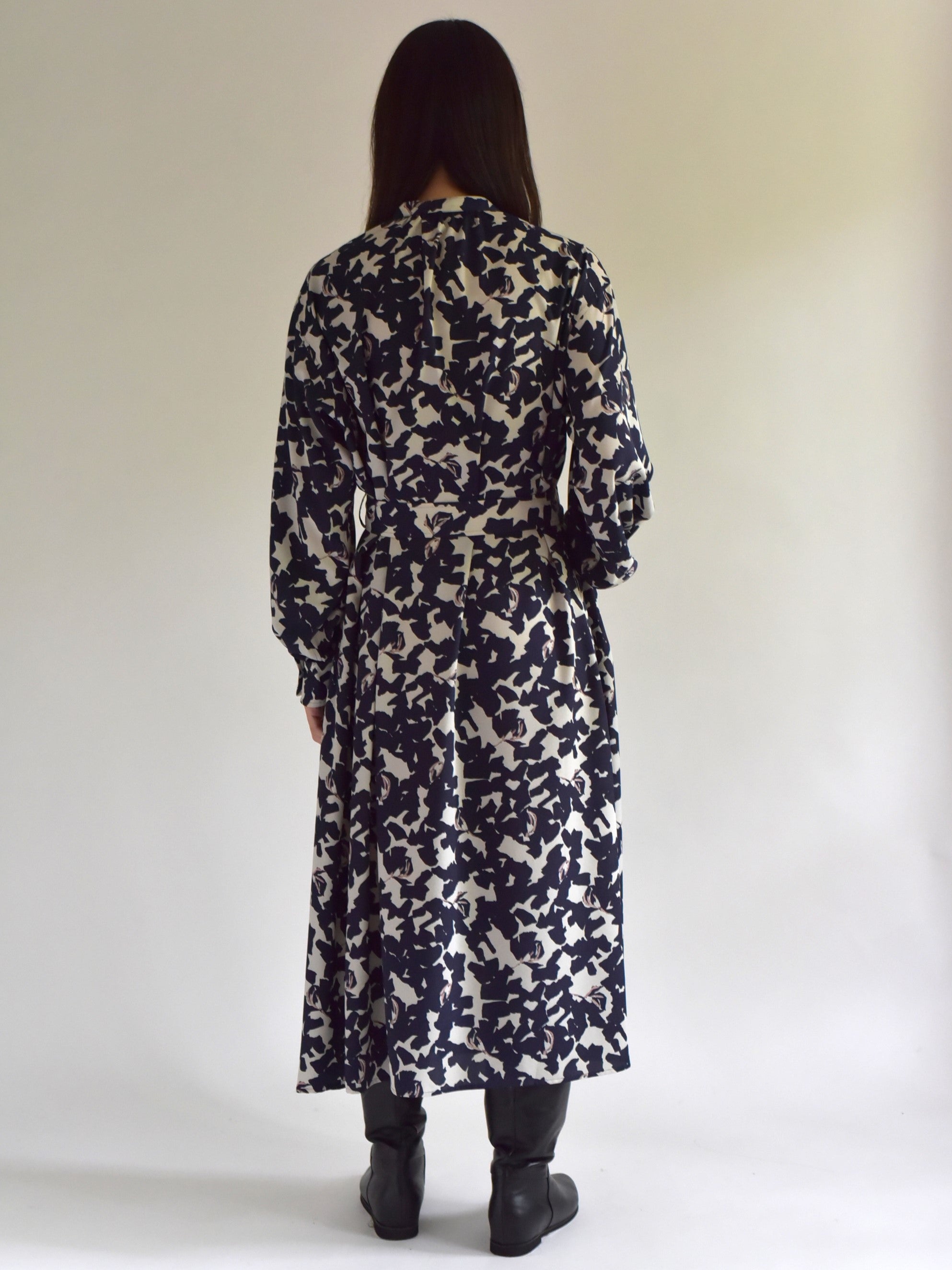 lelill レリル 日本製 ボタニカルデシンシャツワンピース