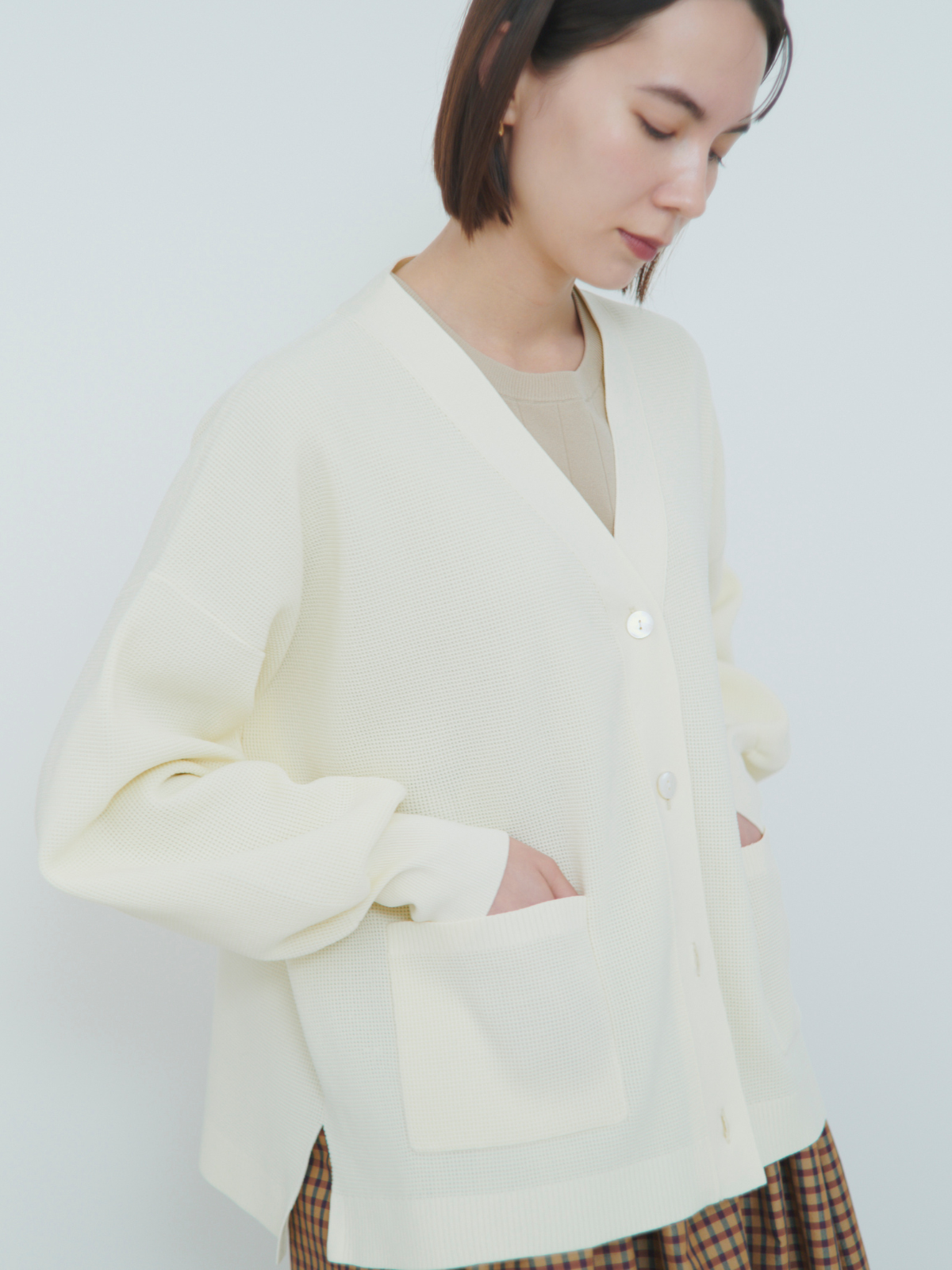 lelill レリル　ハイテクワッフルカーデ