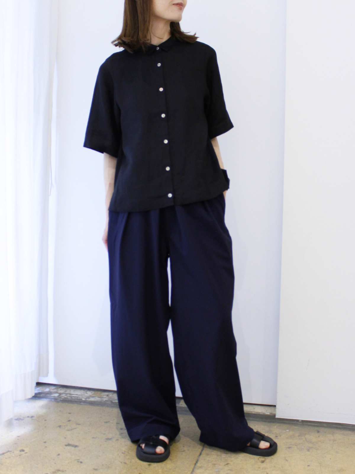lelill レリル  リネンバックオープン半袖