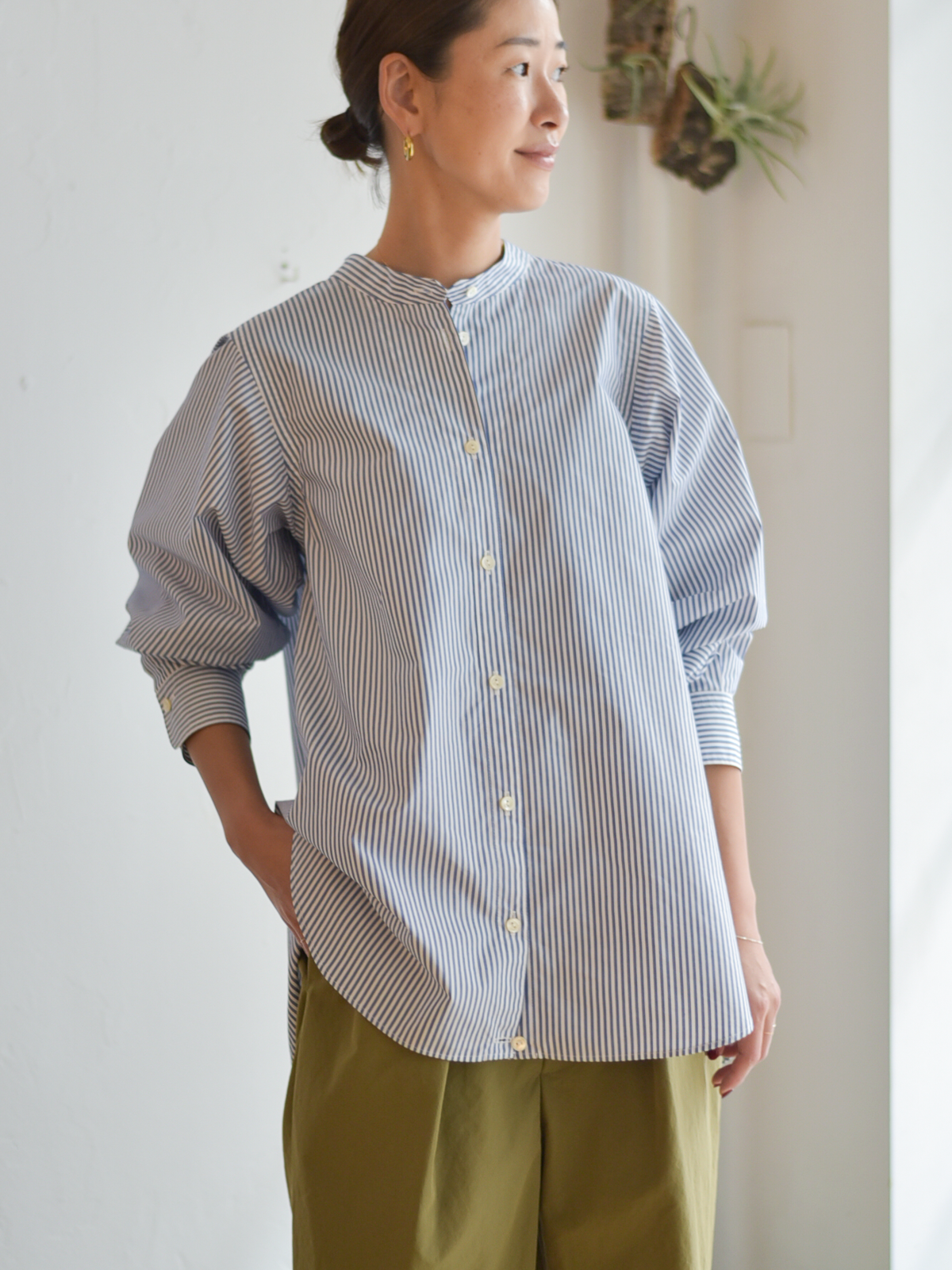 1009(どうぐ)POINT対象｜【直営店限定】lelill レリル オーガニックタイプライターフレアーシャツ