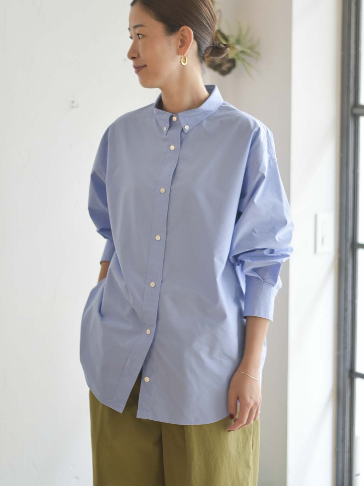 1009(どうぐ)POINT対象｜【直営店限定】lelill レリル オーガニックタイプライター ボタンダウンシャツ