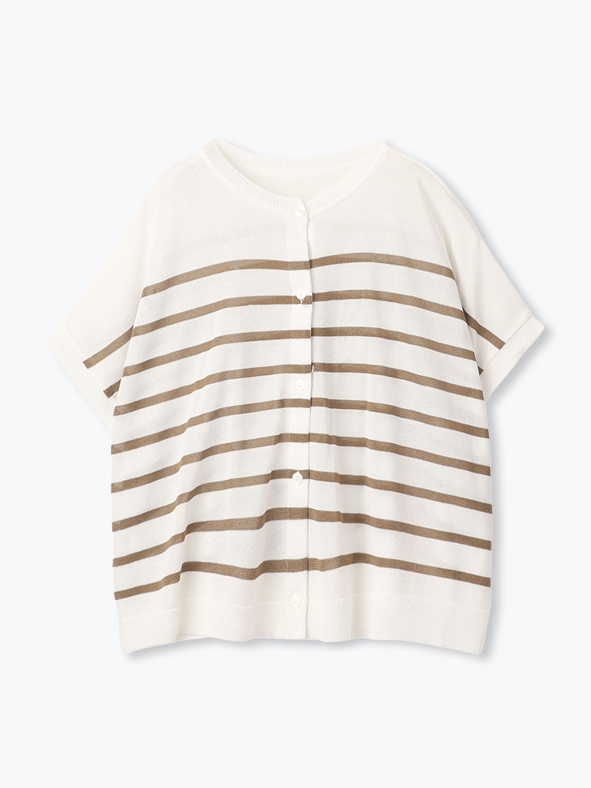 【SALE セール】lelill (レリル) | ワイドボーダーショートカーデ (brown) | トップス カーディガン お洒落 lelill レリル ワイドボーダーショートカーデ