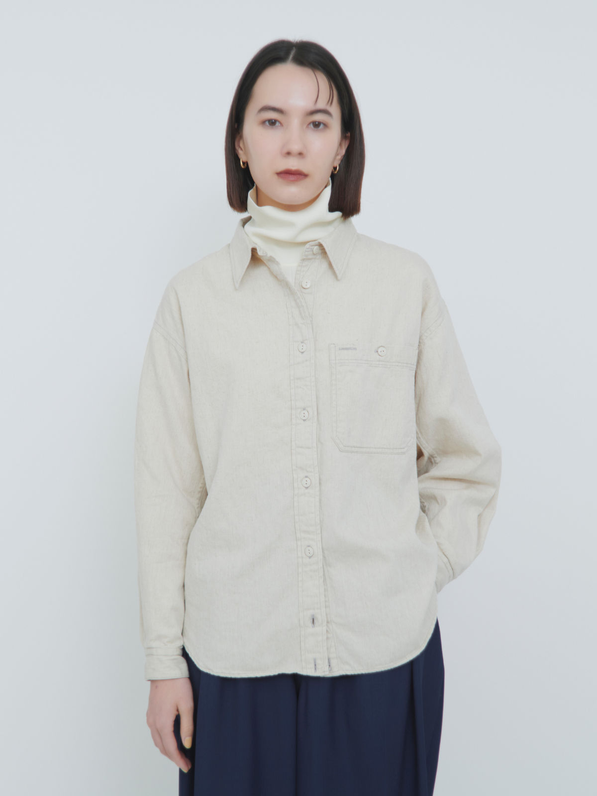 lelill レリル　ハイテクワイドリブタートルニット