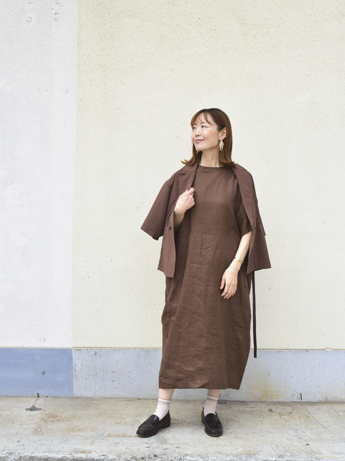 【予約｜6月発送】lelill レリル リネン コクーン ワンピース