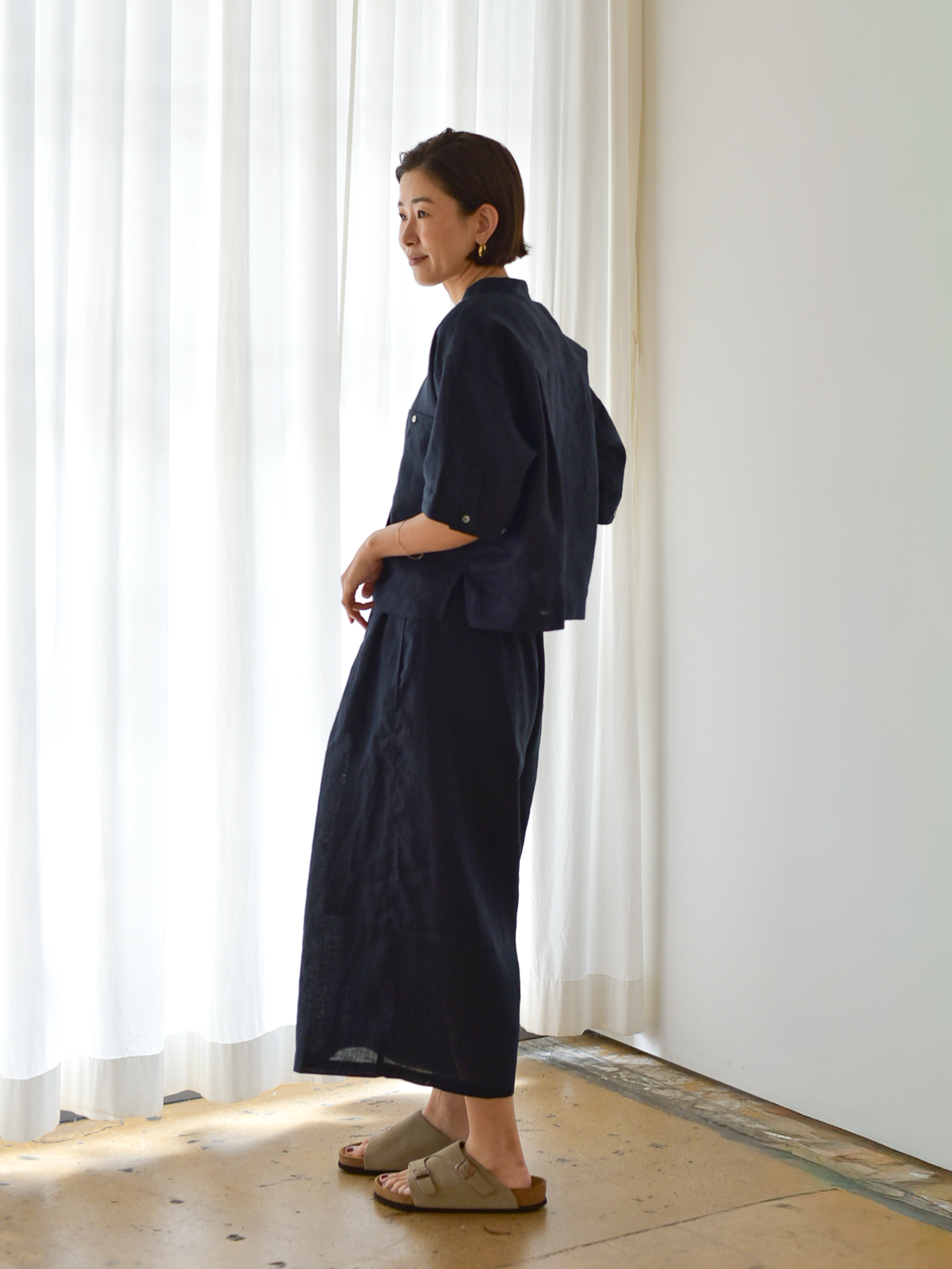 lelill レリル リネン アンクル ワイドPANTS